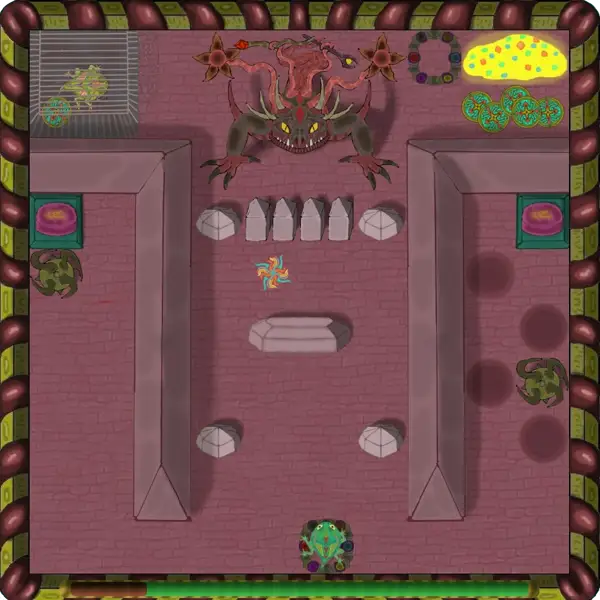 captura de pantalla do décimo nivel do videoxogo Dunkxar, onde te enfrontarás a Deinjon. Galiviart