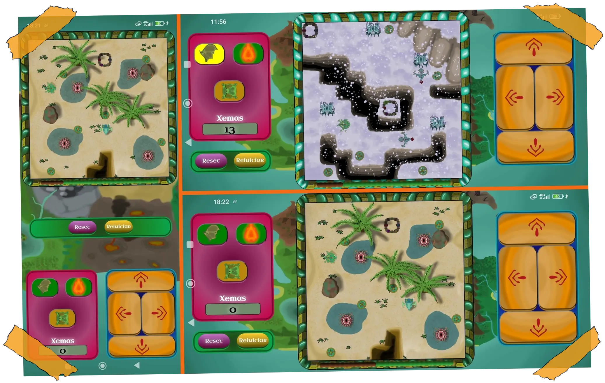 ilustración onde se aprecian as diferentes posicións do xogo